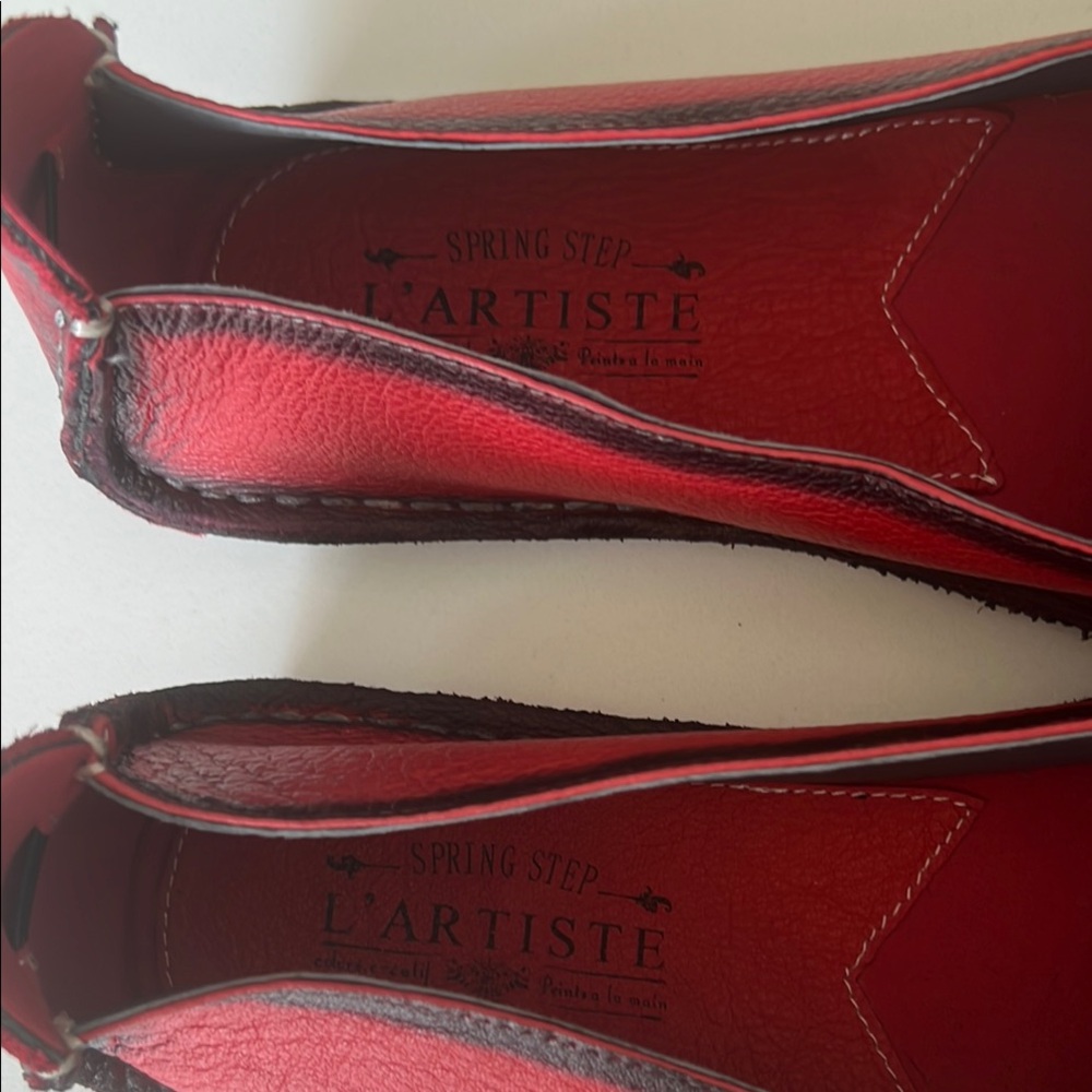 L’Artiste Dezi Red and Black Leather Floral Loafers Flats Womens EU 41 9.5 - 10 - Picture 13 of 16